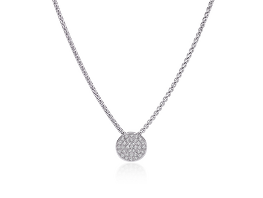 Grey Chain Taking Shapes Disc Necklace with 14K Gold & Diamonds