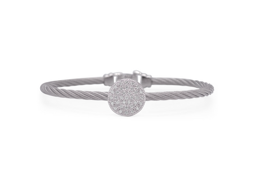Grey Cable Taking Shapes Disc Bracelet with 18K Gold & Diamonds