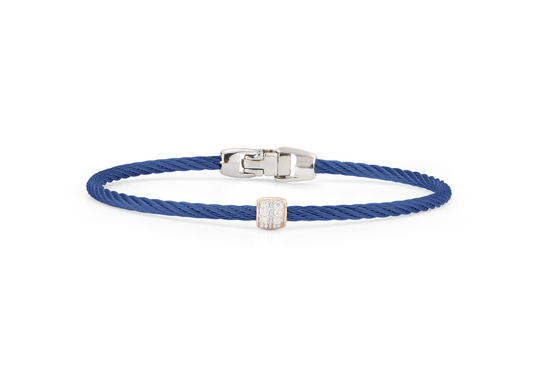 Blueberry Cable Single Barrel Station Stackable Bracelet with 18kt Rose Gold & Diamonds
