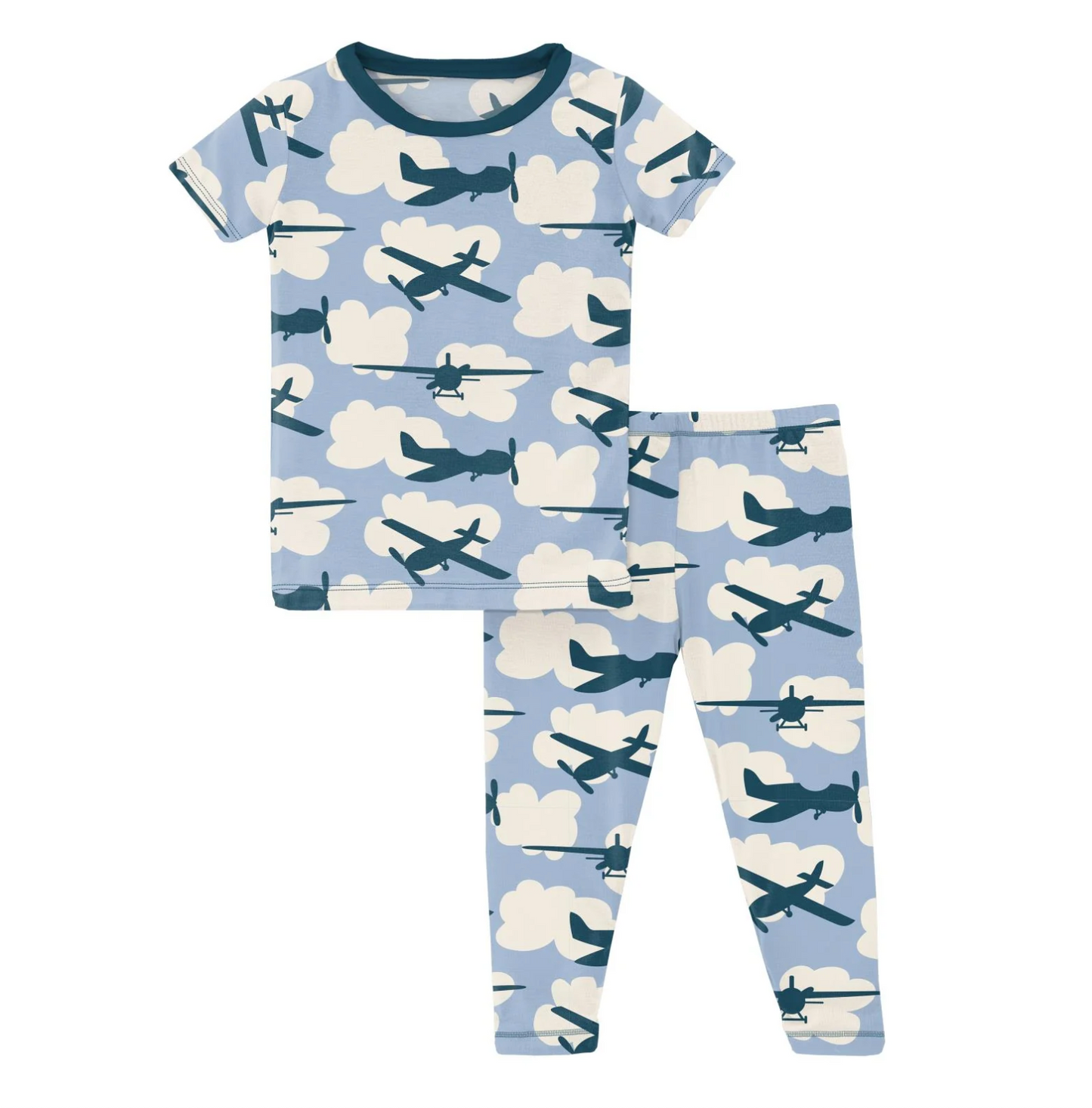 Pond Planes Print Short Sleeve Pajama Set
