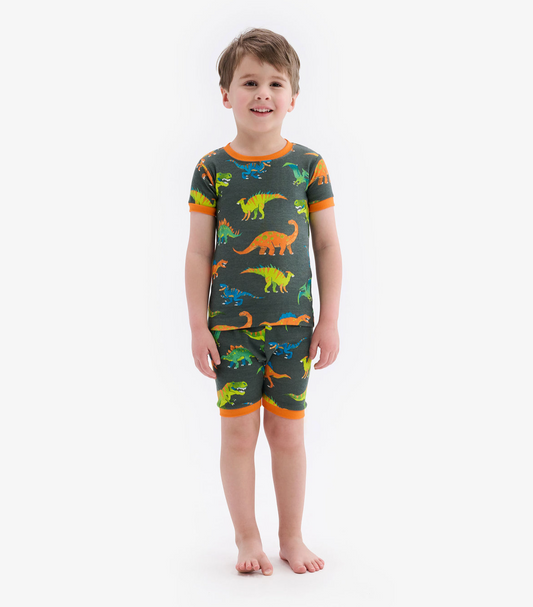 Colourblock Dino Short Pajama Set
